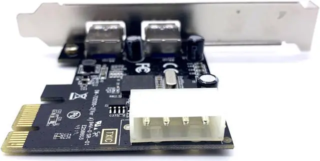 Alt view image 3 of 7 - Weastlinks PCIE to 2 Port USB 3.0 PCI Express 4-pin IDE Connector Adapter USB3.0 Add On Card With Low Profile