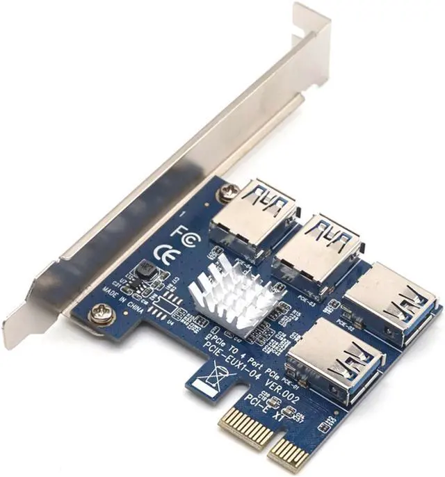 Alt view image 3 of 7 - Weastlinks PCIe 1 to 4 PCIe 16X Riser Card PCI-E 1X to 4 USB 3.0 PCI-E Riser Adapter Port Multiplier Card for BTC Bitcoin Miner Mining