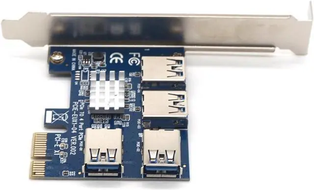 Alt view image 7 of 7 - Weastlinks PCIe 1 to 4 PCIe 16X Riser Card PCI-E 1X to 4 USB 3.0 PCI-E Riser Adapter Port Multiplier Card for BTC Bitcoin Miner Mining