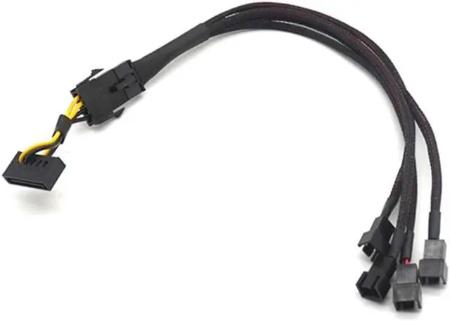 Alt view image 7 of 7 - Weastlinks 15 Pin SATA Cable Male to 4-Port Cooler Cooling Fan 3 Pin Socket 12V Power Supply Cable CORD 22AWG Wire for PC DIY