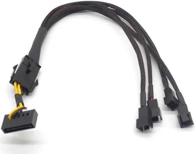Main image of Weastlinks 15 Pin SATA Cable Male to 4-Port Cooler Cooling Fan 3 Pin Socket 12V Power Supply Cable CORD 22AWG Wire for PC DIY