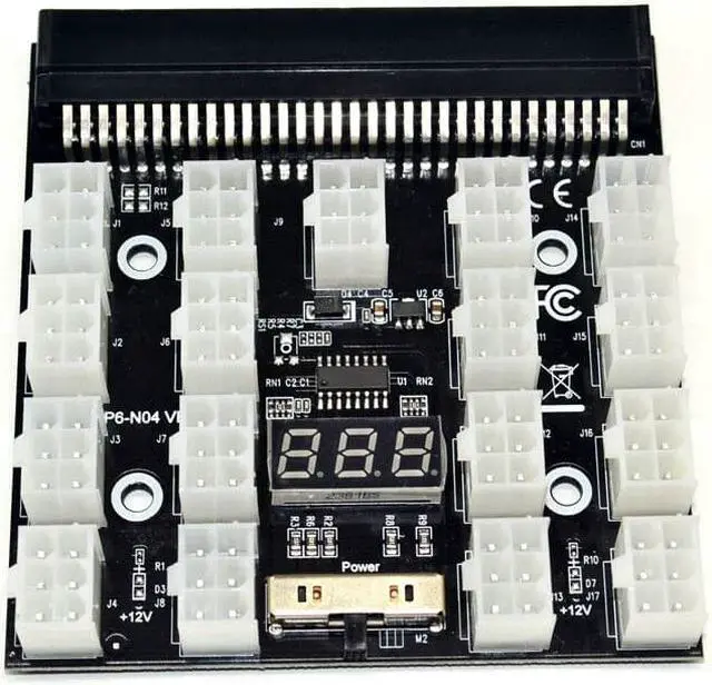 Alt view image 2 of 7 - Weastlinks PCI-E 17x 6Pin Power Supply Breakout Board Adapter Converter 12V for Ethereum BTC Antminer Miner Mining HP Server PSU GPU