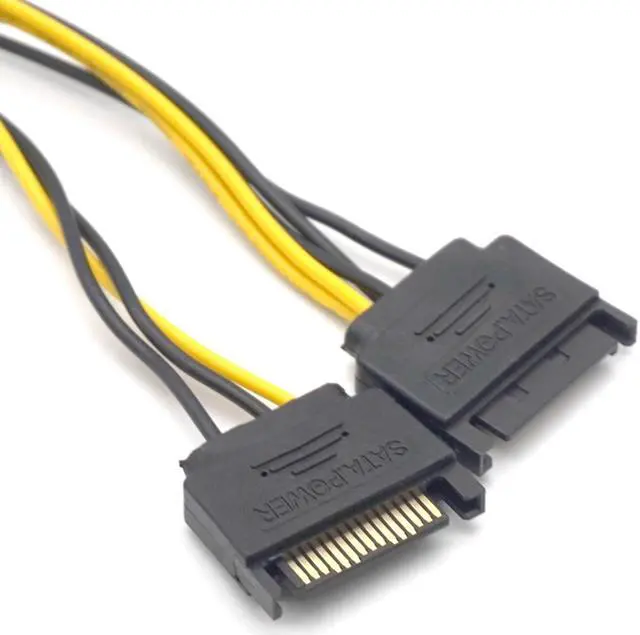 Alt view image 7 of 7 - Weastlinks 2PCS Dual SATA 15pin to 8pin Graphic Card Power Adapter Cable 20cm PCIE SATA Power Supply Cable 8p to SATA for Bitcoin Miner Mining