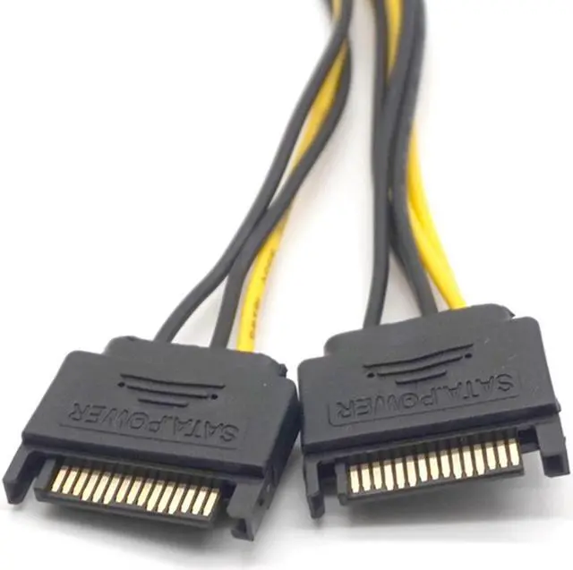 Alt view image 4 of 7 - Weastlinks 2PCS Dual SATA 15pin to 8pin Graphic Card Power Adapter Cable 20cm PCIE SATA Power Supply Cable 8p to SATA for Bitcoin Miner Mining