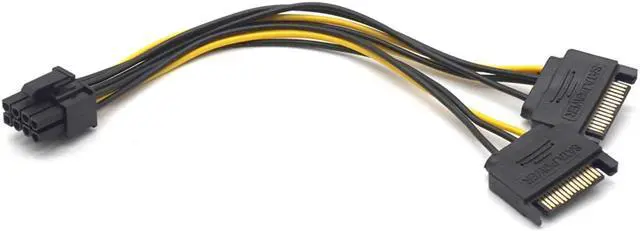 Alt view image 2 of 7 - Weastlinks 2PCS Dual SATA 15pin to 8pin Graphic Card Power Adapter Cable 20cm PCIE SATA Power Supply Cable 8p to SATA for Bitcoin Miner Mining