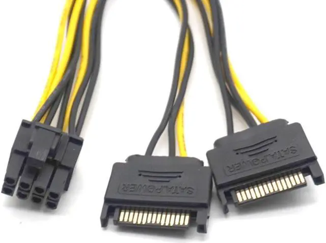 Alt view image 5 of 7 - Weastlinks 2PCS Dual SATA 15pin to 8pin Graphic Card Power Adapter Cable 20cm PCIE SATA Power Supply Cable 8p to SATA for Bitcoin Miner Mining