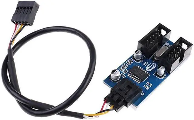 Alt view image 6 of 8 - Weastlinks 9pin USB header Male 1 to 2 Female Extension Cable Card Desktop 9-Pin USB HUB USB 2.0 9 pin Connector Port Multiplier