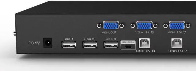 Alt view image 4 of 7 - Weastlinks 8 Port KVM Switch VGA USB Manual Keypress with Wired Remote Extension Switcher PC Selector for 8 PC 1 Monitor MT-801UK
