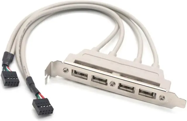 Alt view image 2 of 7 - Weastlinks PC Motherboard 4-Ports USB2.0 Hub With 9 Pin Header Rear Panel Expansion Bracket Host Adapter Cable USB Hub