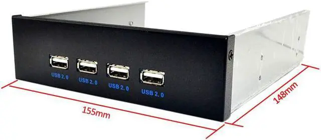 Alt view image 5 of 5 - Weastlinks 4 Ports USB 2.0 Front Panel USB Hub Splitters Adapter USB 2.0 Hub USB-HUB Multiple Splitter Hubs 5.25 Driver Bay for PC Computer