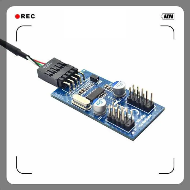 Alt view image 6 of 7 - Weastlinks 9pin USB header Male 1 to 2 / 4 Female Extension Cable Card Desktop 9-Pin USB HUB USB 2.0 9 pin Connector Adapter Port Multiplier