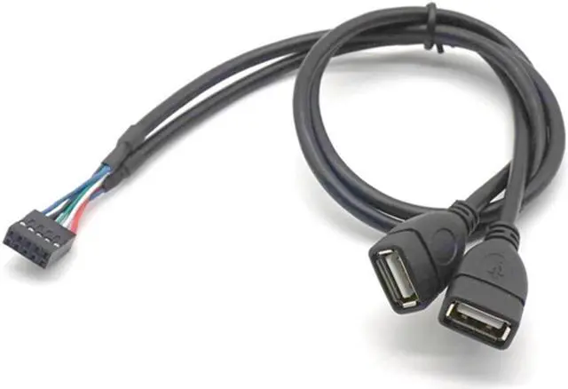 Alt view image 2 of 7 - Weastlinks 45CM 10 Pin Motherboard Female Header to 2 Port Dual USB 2.0 Male Adapter Dupont Y Splitter Cable (10Pin/2AM)