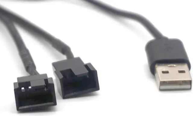 Alt view image 4 of 7 - Weastlinks 2 way 4 Pin Computer PC Fan Power Cable Connector Adapter 5V 40cm Connect 4pin fan to USB Adapter Cable