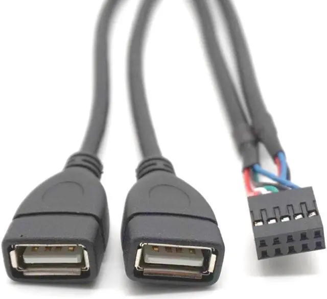 Main image of Weastlinks 45CM 10 Pin Motherboard Female Header to 2 Port Dual USB 2.0 Male Adapter Dupont Y Splitter Cable (10Pin/2AM)