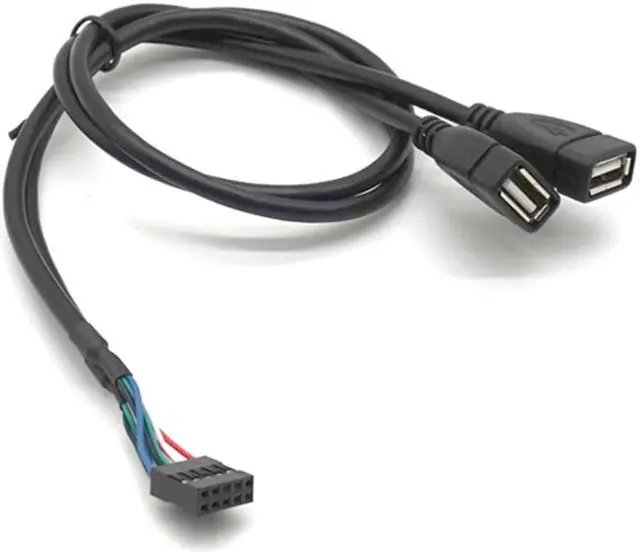 Alt view image 7 of 7 - Weastlinks 45CM 10 Pin Motherboard Female Header to 2 Port Dual USB 2.0 Male Adapter Dupont Y Splitter Cable (10Pin/2AM)