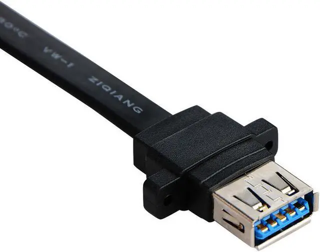 Alt view image 2 of 7 - Weastlinks Dual Ports USB 3.0 Female Screw Panel Mount To Motherboard 20 Pin Header Flat Cable Cord 50cm