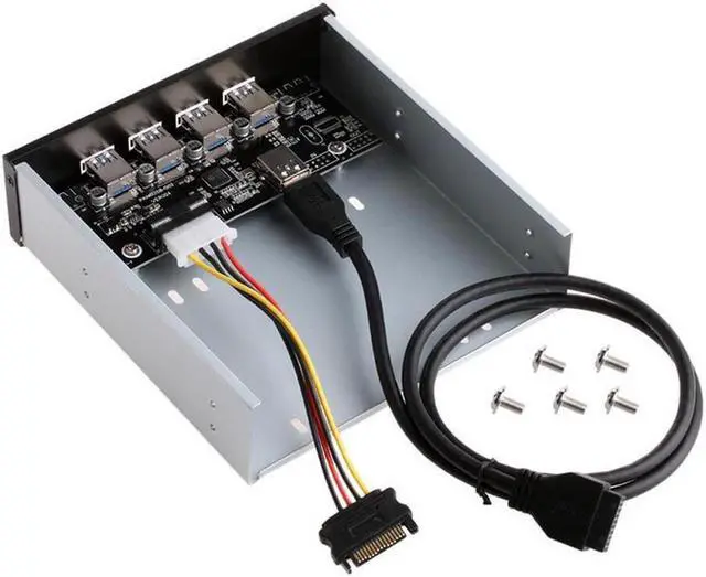 Alt view image 2 of 7 - Weastlinks 5.25 Inch USB 3.0 Front Panel 4 Port Motherboard 19 Pin to USB 3.0