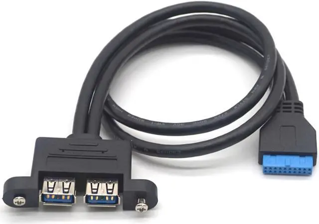 Alt view image 6 of 7 - Weastlinks 19Pin Female Header to Dual USB3.0 Female 20Pin USB 2 Port Splitter Cable with Screw PCIe Profile Bracket for DIY Motherboard Front Panel