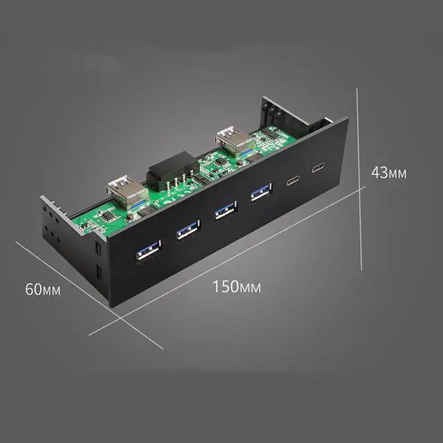 Alt view image 7 of 7 - Weastlinks 4 Ports USB3.0+2 Ports USB3.1 Type C Desktop Front Panel Computer Drives Expansion card