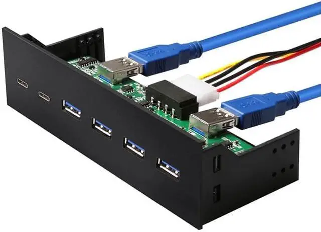 Alt view image 4 of 7 - Weastlinks 4 Ports USB3.0+2 Ports USB3.1 Type C Desktop Front Panel Computer Drives Expansion card