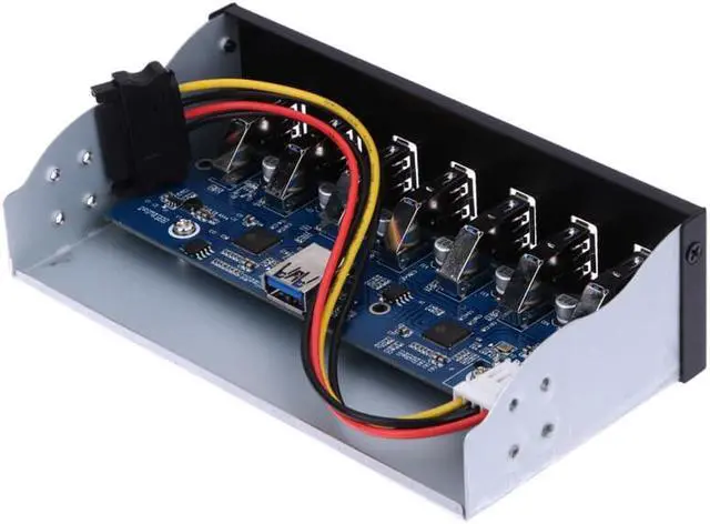 Alt view image 7 of 7 - Weastlinks 7 Ports USB 3.0 Hub 5Gbps 5.25" CD-ROM Drive Bay CD ROM Front Panel for Computer Case USB 3.0 19-pin Header to Type-A Male Cable