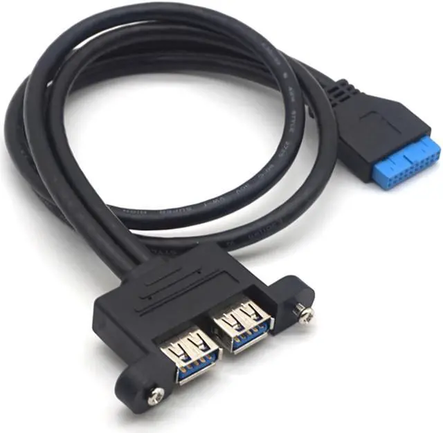 Alt view image 7 of 7 - Weastlinks 19Pin Female Header to Dual USB3.0 Female 20Pin USB 2 Port Splitter Cable with Screw PCIe Profile Bracket for DIY Motherboard Front Panel