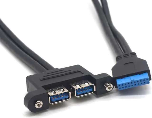 Alt view image 4 of 7 - Weastlinks 19Pin Female Header to Dual USB3.0 Female 20Pin USB 2 Port Splitter Cable with Screw PCIe Profile Bracket for DIY Motherboard Front Panel