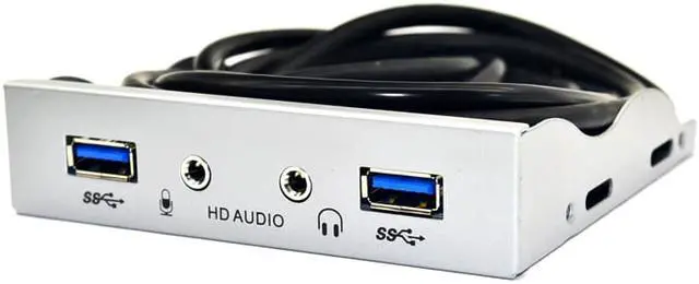 Alt view image 6 of 6 - Weastlinks USB HUB 5 Port USB 3.1 TYPE-C USB 3.0 Front Panel HD Audio 3.5mm Earphone Jack Mic Expansion Adapter for Desktop 3.5" Floppy Bay
