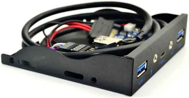 Alt view image 3 of 6 - Weastlinks USB HUB 5 Port USB 3.1 TYPE-C USB 3.0 Front Panel HD Audio 3.5mm Earphone Jack Mic Expansion Adapter for Desktop 3.5" Floppy Bay