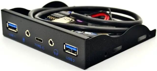 Alt view image 2 of 6 - Weastlinks USB HUB 5 Port USB 3.1 TYPE-C USB 3.0 Front Panel HD Audio 3.5mm Earphone Jack Mic Expansion Adapter for Desktop 3.5" Floppy Bay