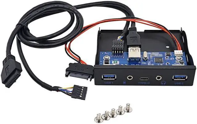 Alt view image 4 of 6 - Weastlinks USB HUB 5 Port USB 3.1 TYPE-C USB 3.0 Front Panel HD Audio 3.5mm Earphone Jack Mic Expansion Adapter for Desktop 3.5" Floppy Bay