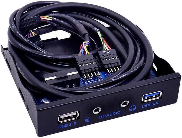Alt view image 7 of 7 - Weastlinks 20 Pin 4 Port USB 3.0 Front Panel USB 2.0 Hub HD Audio 3.5mm Earphone Jack MIC Interface for PC Desktop 3.5" Floppy Bay