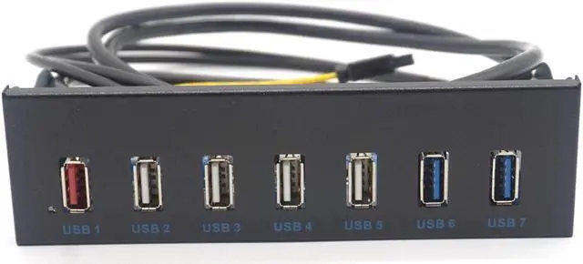 Alt view image 3 of 7 - Weastlinks 7 Ports USB 3.0 Hub 5Gbs 5.25" CD-ROM Drive Bay Front Panel for Computer Case USB 2.0 HUB 1.2 Rapid Charging Bracket