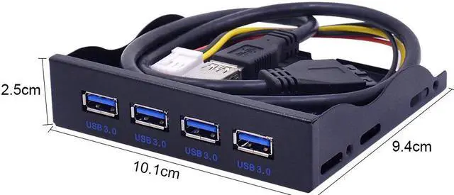 Alt view image 7 of 7 - Weastlinks 19Pin 4 Port USB 3.0 Front Panel Combo Bracket USB3.0 Hub Adapter for PC Desktop 3.5" FDD Floppy Disk Drive Bay