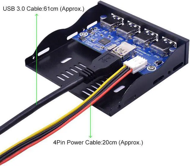 Alt view image 2 of 7 - Weastlinks 19Pin 4 Port USB 3.0 Front Panel Combo Bracket USB3.0 Hub Adapter for PC Desktop 3.5" FDD Floppy Disk Drive Bay