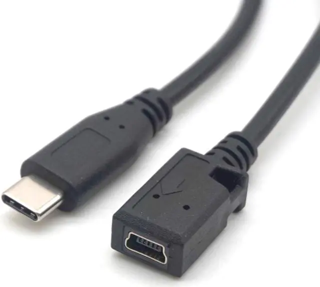 Alt view image 5 of 7 - Weastlinks 2PCS Type C USB 3.1 Male to Mini USB Female Charging Data Cable Cord Adapter
