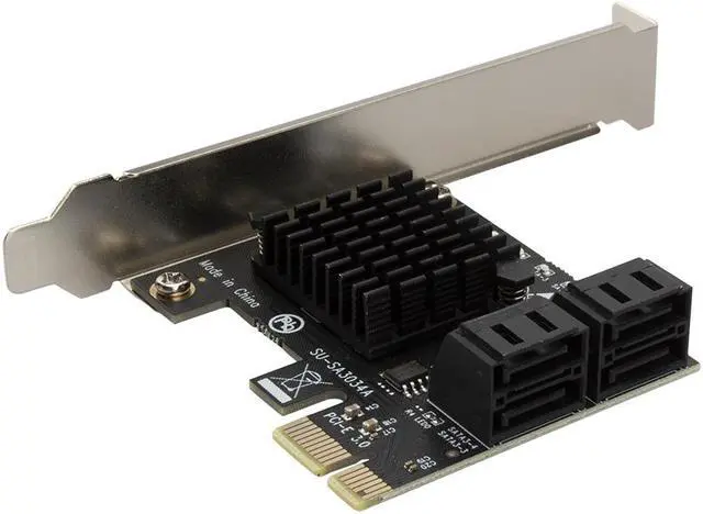Alt view image 6 of 7 - Weastlinks PCIe to 4 Ports SATA 3 III 3.0 6 Gbps SSD Adapter PCI-e PCI Express x1 Controller Board Expansion Card Support x4 x6 x8 x16