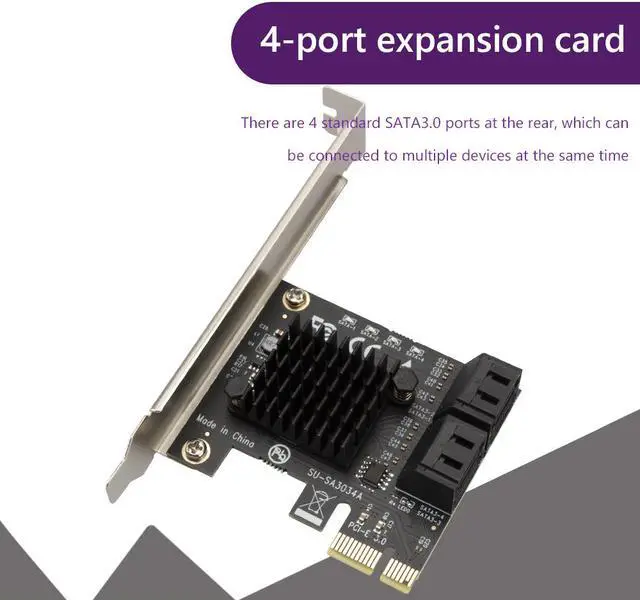 Alt view image 7 of 7 - Weastlinks PCIe to 4 Ports SATA 3 III 3.0 6 Gbps SSD Adapter PCI-e PCI Express x1 Controller Board Expansion Card Support x4 x6 x8 x16