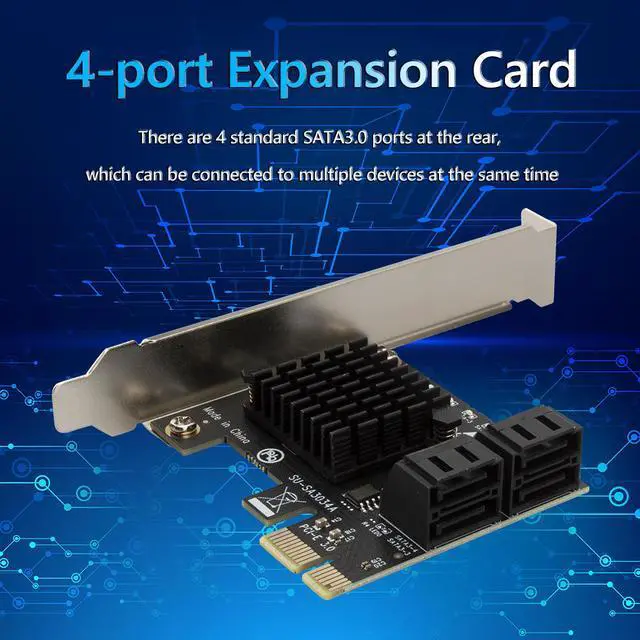 Alt view image 4 of 7 - Weastlinks PCIe to 4 Ports SATA 3 III 3.0 6 Gbps SSD Adapter PCI-e PCI Express x1 Controller Board Expansion Card Support x4 x6 x8 x16