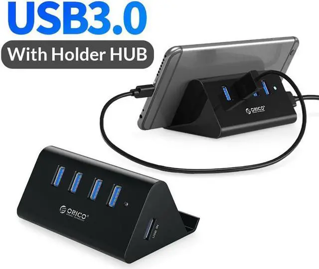 Main image of Weastlinks 5Gbps High Speed Mini 4 ports USB3.0 HUB Splitter for Desktop Laptop with Stand Holder for Phone Tablet PC