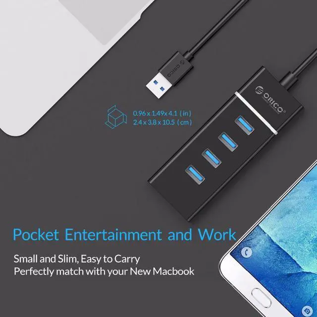 Alt view image 4 of 7 - Weastlinks Portable 4 Ports USB 3.0 HUB USB3.0 High Speed 5Gbps Dock Station