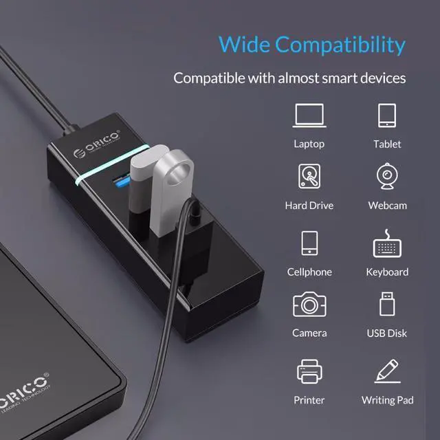 Alt view image 4 of 7 - Weastlinks USB HUB Multi USB 3.0 HUB High Speed 5Gbps 4 Ports Splitter 30cm Multiple USB Port Expander for PC Computer