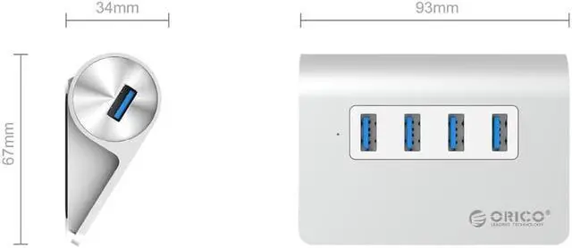 Alt view image 3 of 7 - Weastlinks Aluminum USB HUB 4 Ports USB 3.0 HUB High Speed Mini Splitter Portable Hub for Laptop PC Computer With 1M Data Cable