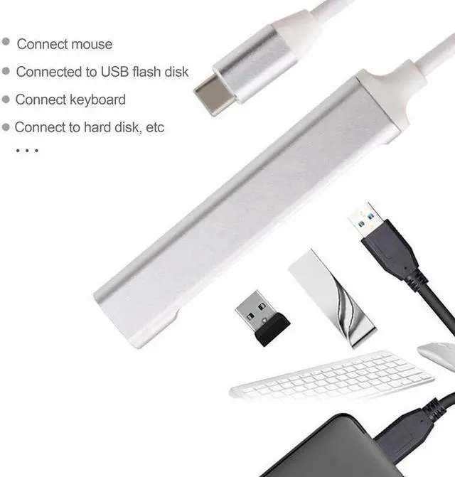 Alt view image 2 of 8 - Weastlinks Type-C to USB HUB USB-C to 4-Port USB 3.0 2.0 High-Speed Splitter OTG Aluminum Alloy Docking Station