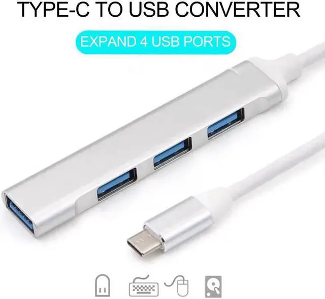 Alt view image 4 of 8 - Weastlinks Type-C to USB HUB USB-C to 4-Port USB 3.0 2.0 High-Speed Splitter OTG Aluminum Alloy Docking Station
