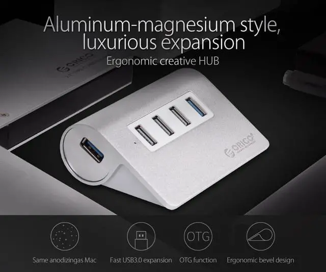 Alt view image 4 of 7 - Weastlinks Aluminum USB HUB 4 Ports USB 3.0 HUB High Speed Mini Splitter Portable Hub for Laptop PC Computer With 1M Data Cable