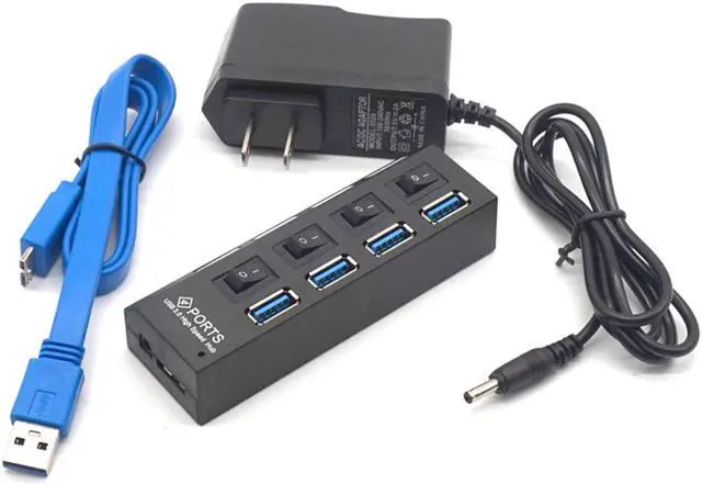Alt view image 7 of 7 - Weastlinks USB Hub 3.0 USB Splitter Multi USB 3.0 Hub Multiple 4 Port Hab Splitters With Power Adapter Computer Accessories Hub For PC