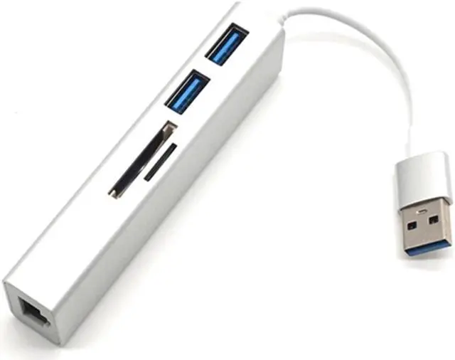 Alt view image 7 of 7 - Weastlinks Aluminum USB3.0 to RJ45 2 Port USB3.0 SD TF Card Reader Adapter Converter