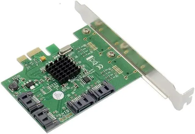 Alt view image 5 of 6 - Weastlinks PCI-E to 4 Ports SATA III 3.0 6G Controller Card Marvell 88SE9215 non raid pcie 2.0 x1 expansion card Low profile bracket