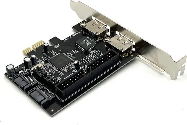 Alt view image 3 of 6 - Weastlinks 2 Port SATA IDE PCI-e Adapter Card PCIE to SATA IDE eSATA x2 Combo Adapter Converter RAID Controller Card Chip JMB363